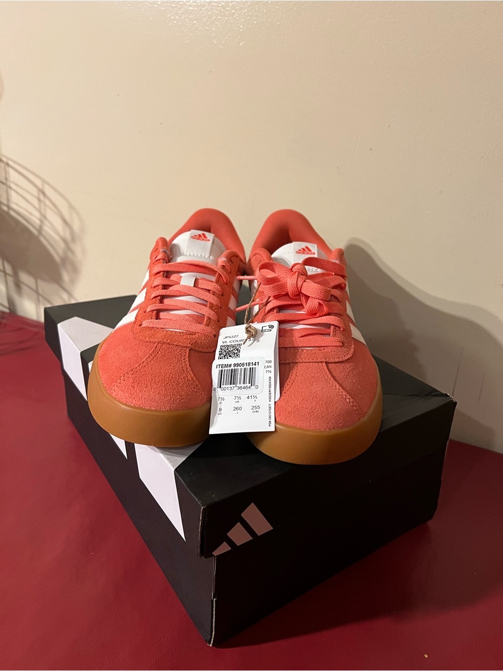 Woman's Size 7.5 - Adidas VL Court 3.0 Preloved Scarlet Pink Sneakers New In Box